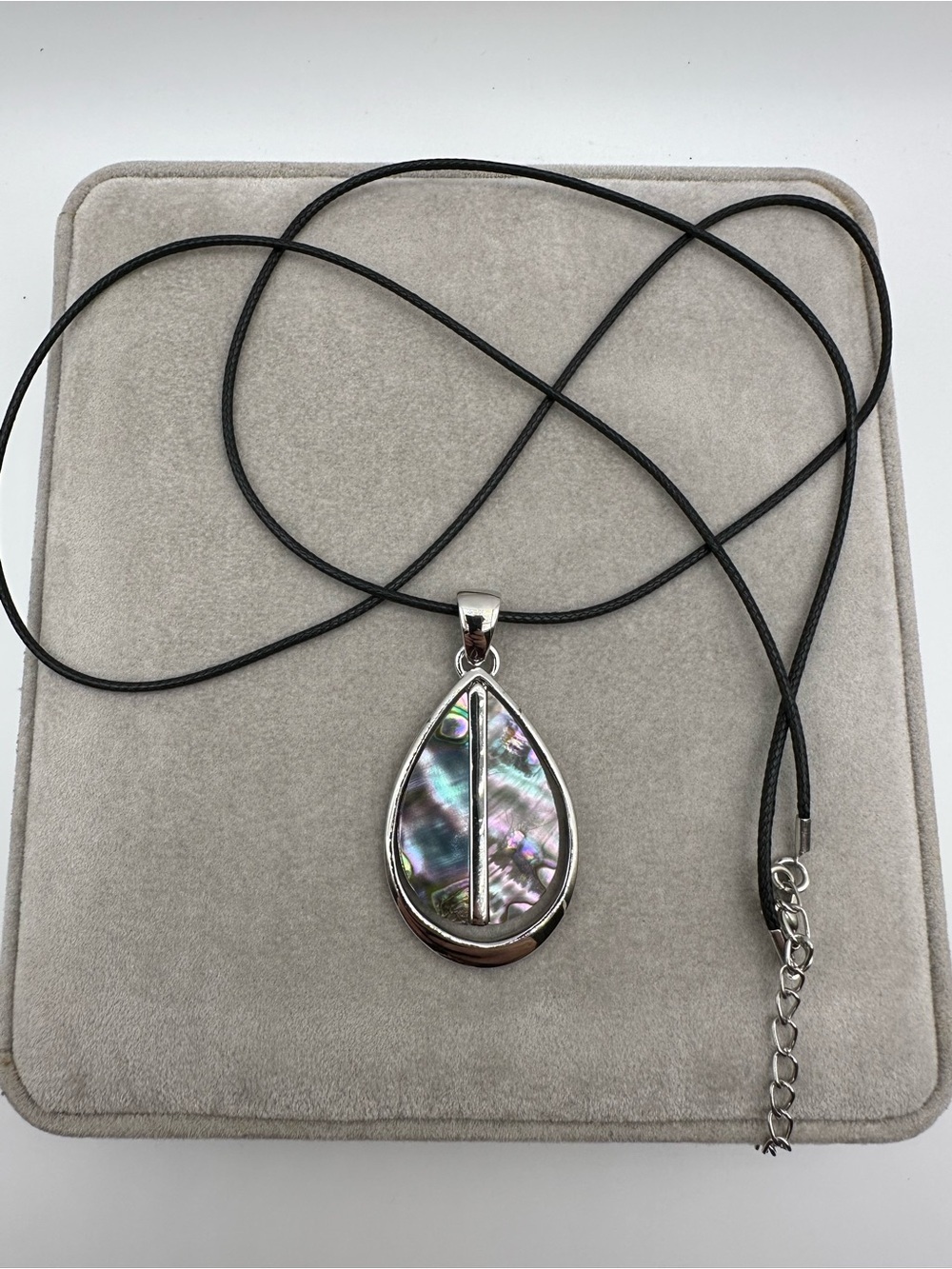 Abalone Teardrop Pendant Necklace in Iridescent Black - Women's Jewelry